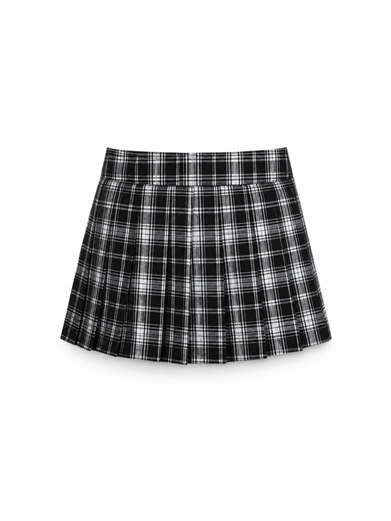 CIDER Dresses & Skirts - Cider Women’s Plaid Pleated Mini Skirt Black White Size M Preppy Schoolgirl